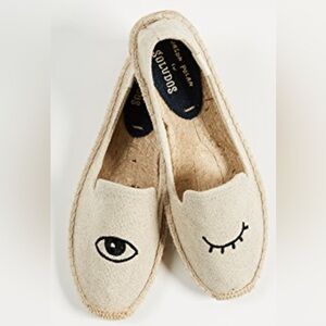 Soludos x Jason Polan Cream Espadrille Flats with Eye Motif